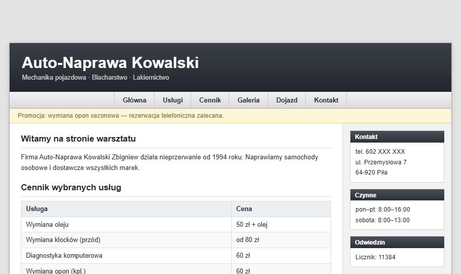 Stara strona Auto-Naprawa Kowalski