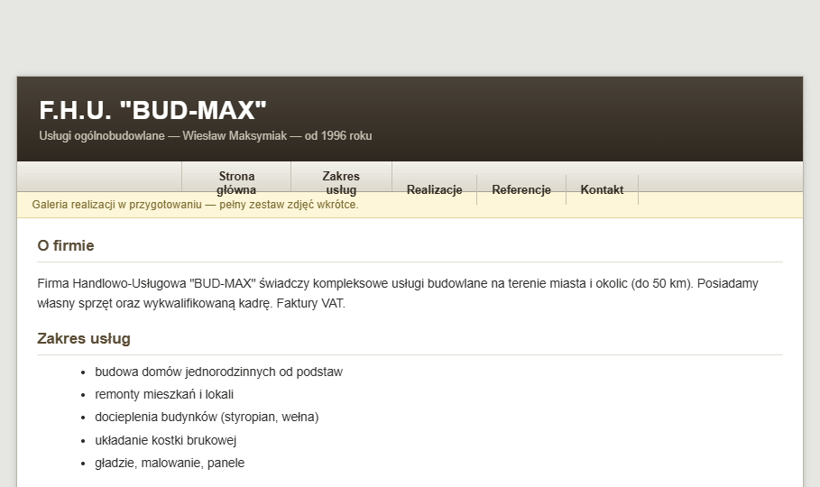 Stara strona F.H.U. BUD-MAX