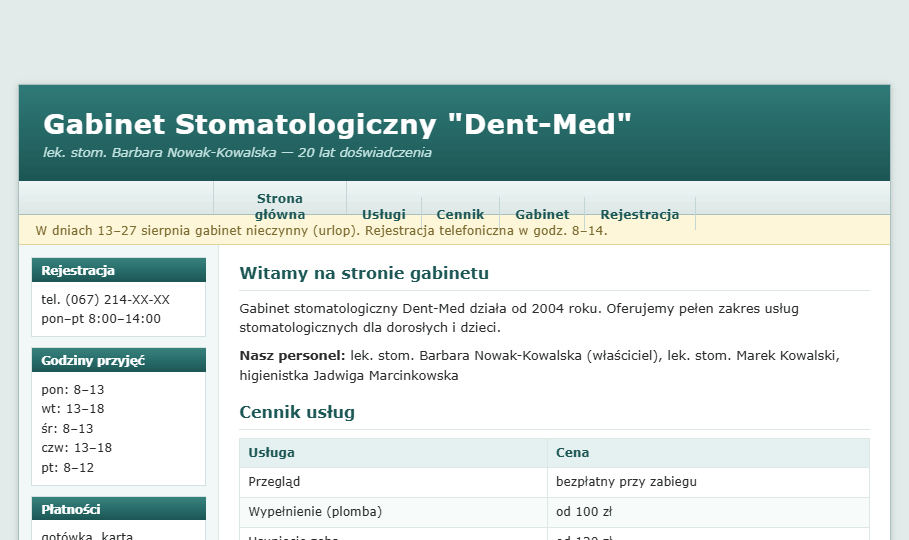 Stara strona Gabinetu Dent-Med