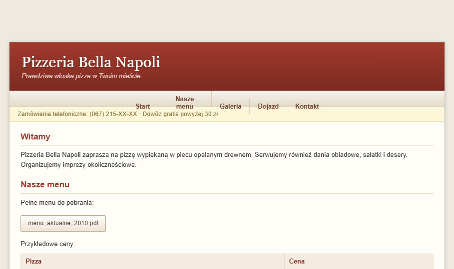 Stara strona Pizzeria Bella Napoli